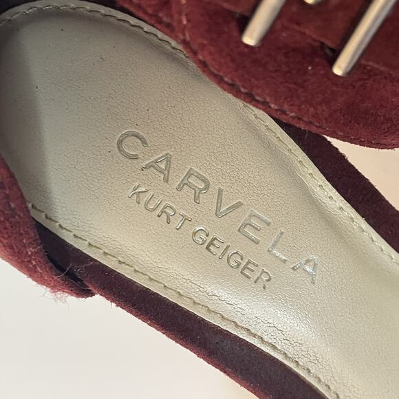 Carvela Kurt Geiger Burgundy Suede Leather High Heel Sandals 6 Strappy Luxury - Picture 10 of 11